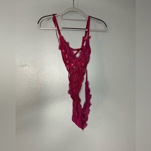 Oh La La Cheri Paris pink lace bodysuit lingerie
